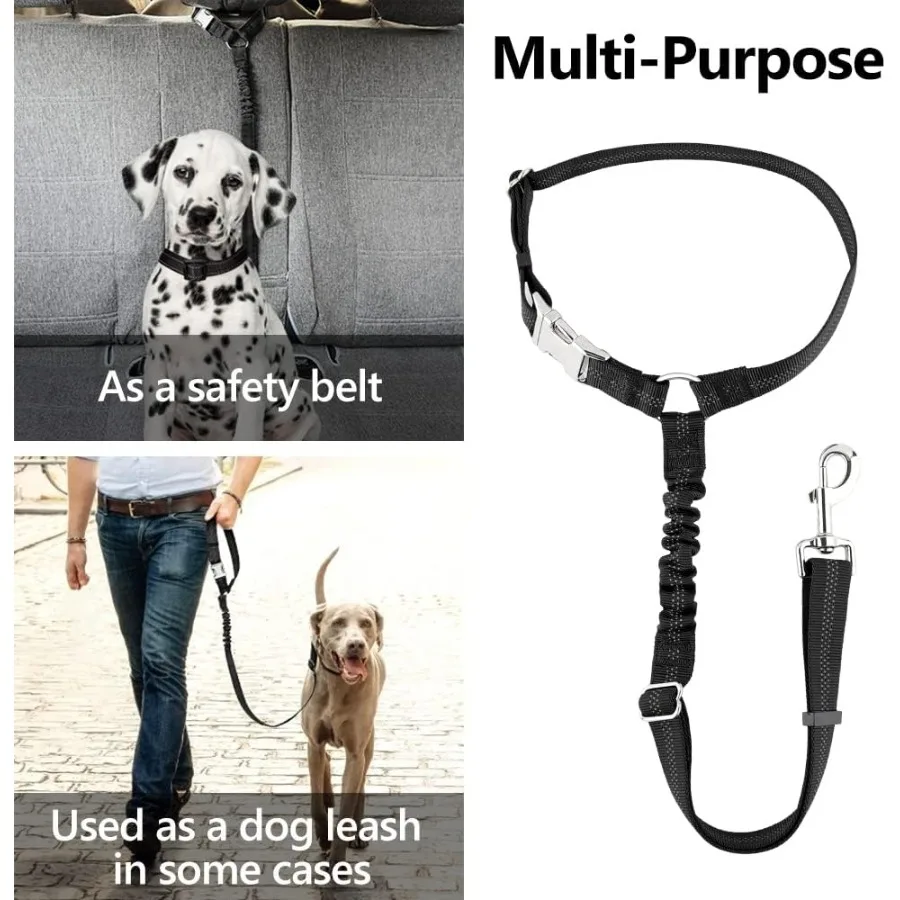 حزام مقعد الكلب لمسند رأس السيارة عاكس وقابل للتعديل مع بنجي مرن لحزام أمان السيارة