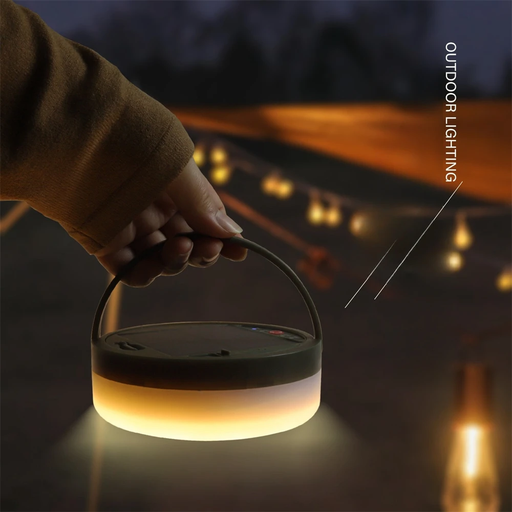 Solar Camping String Lights Outdoor Portable Camping Lamp USB Rechargeable Camping Tent Lantern Emergency Power Bank for Hiking