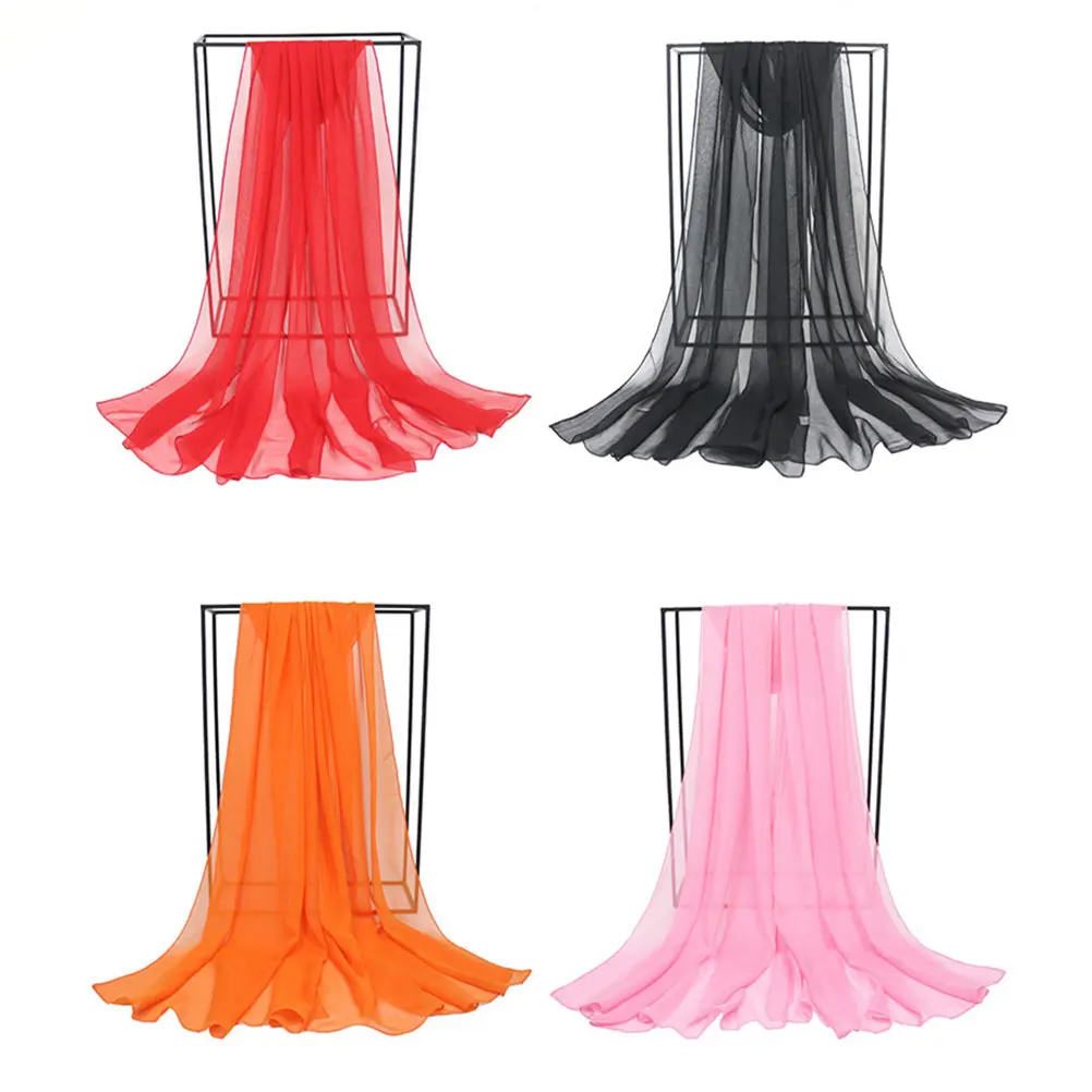 

Solid Color Scarf Sunscreen Women Shawl Lightweight Dual Wrap Beach Accessories Gift Black 180X70Cm