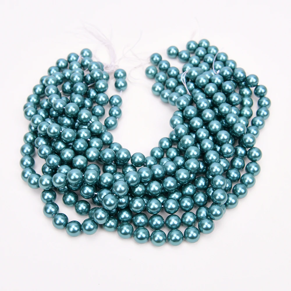 APDGG 2 Strands 12mm Navy Blue Color Sea Shell Smooth Round Loose Beads Strand 15.5'' Jewelry Making DIY
