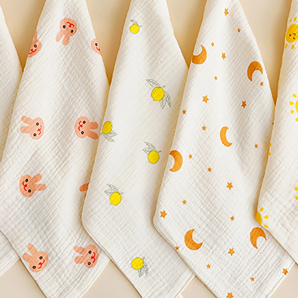 25*25 Four-Layer Cotton Gauze Bibs For Newborns Washcloths For Babies 100% Cotton Muslin Spit Cloths Burp Cloths For All Seasons