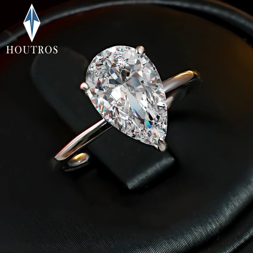 1-4 karatowe pierścionki z moissanitem w kolorze D 925 Sterling Silver Waterdrop Diamond Ring Zaręczynowe obrączki ślubne Biżuteria z GRA