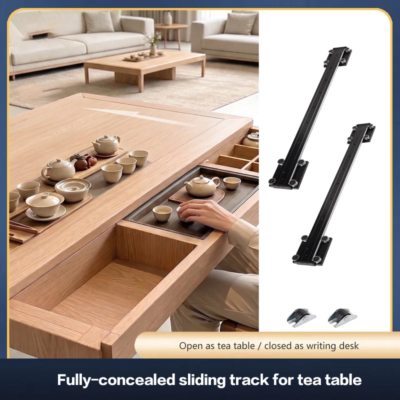 Pro Heavy Duty Hidden Undermount Drawer Slide Rail For Tea Table Desk Pull Out Smooth Gliding Track With Steel Ball Bearing