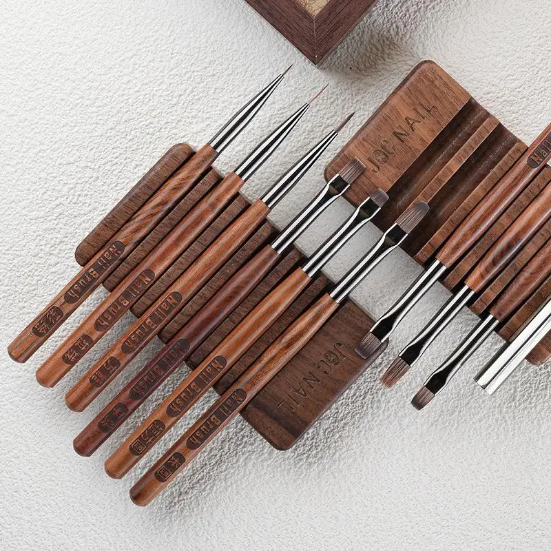 1 Pcs 6 Grids Sandalwood Nail Brush Rack Shelf Painting Pen Rest Holder Stand