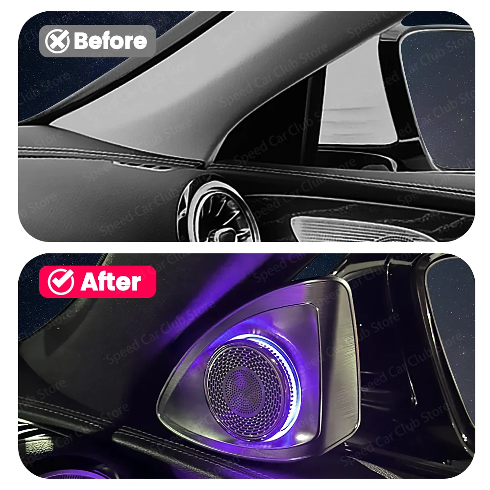 4D Rotating Tweeter 64 Color LED Ambient Lighting For Mercedes-Benz CLS-class W257 C257 Horn Speaker Decorative Light