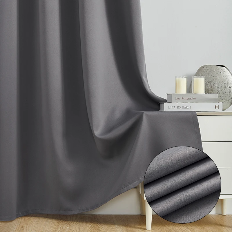 1Pc Solid Color Blackout Curtain,Room Darkening And Light Reducing Curtain, For Study Bedroom Kitchen Living Room Decor