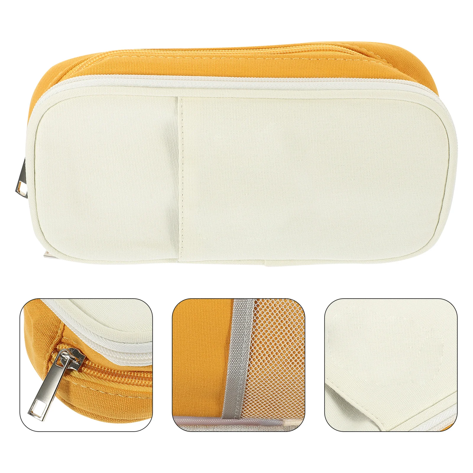 

Large Capacity Pencil Bag Canvas Portable Pencil Holder Zipper Closure Student Stationery Organizer For School Office Storage