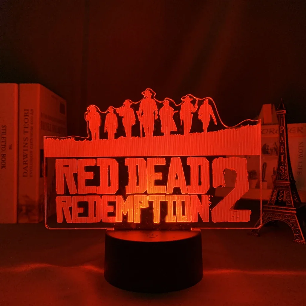 Led Night Light Red Dead Redemption 2 For Child Bedroom Decor Lighting Kid Birthday Gift Home Decoration Battery Powered 3d Lamp