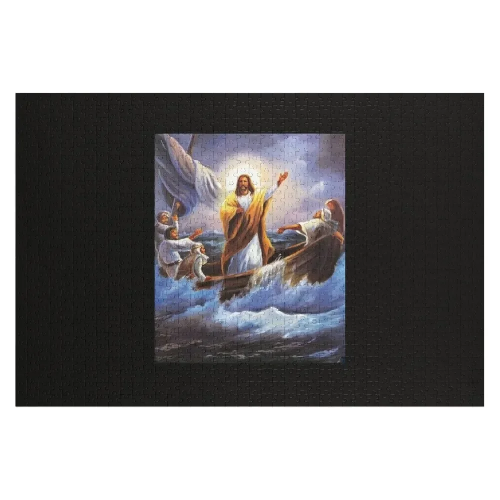 Jesus Christ Calms the Waters Black Jigsaw Puzzle Iq Jigsaw For Kids Wooden Decor Paintings Puzzle