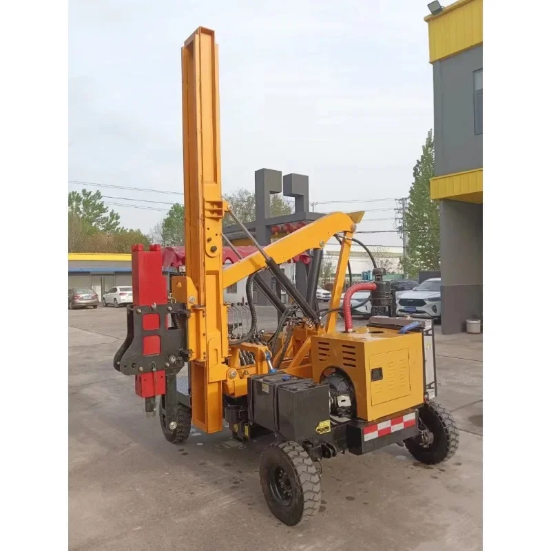 Top Sale Hydraulic Vibratory Hammer Sheet Pile Driver Mini Mobile Wheeled Pile Driver Guardrail Solar Pile Driver Factory Price