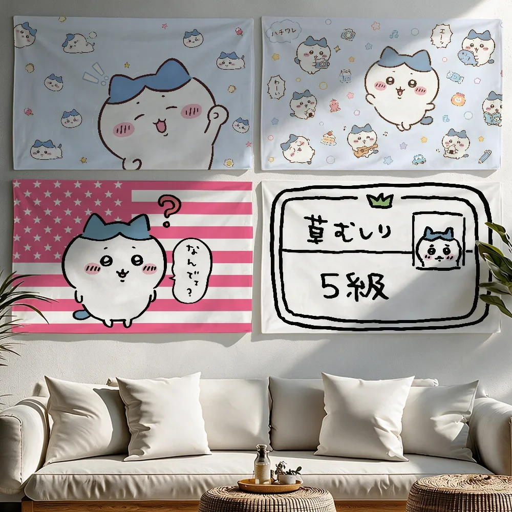 C-Chiikawa Cute Hachiware flag Tapestries Outdoor Parties Bedrooms Living Rooms Dorm Rooms Wall Decor Banners Gifts