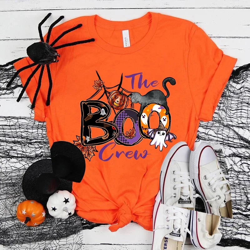 

(Premium T-shirt)New Fashion O Neck Tops Halloween The Boo Crew Printing Shirt Short Sleeve T Shirt Casual Shirt Summer T Shirts