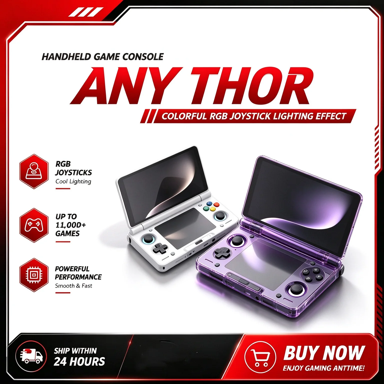 AYN Thor 6'' OLED Dual Screen Gaming Handheld Game Console 4K Ultra HD Screen Game Console Support Wi-Fi7+BT5.3 Pocket Player Console