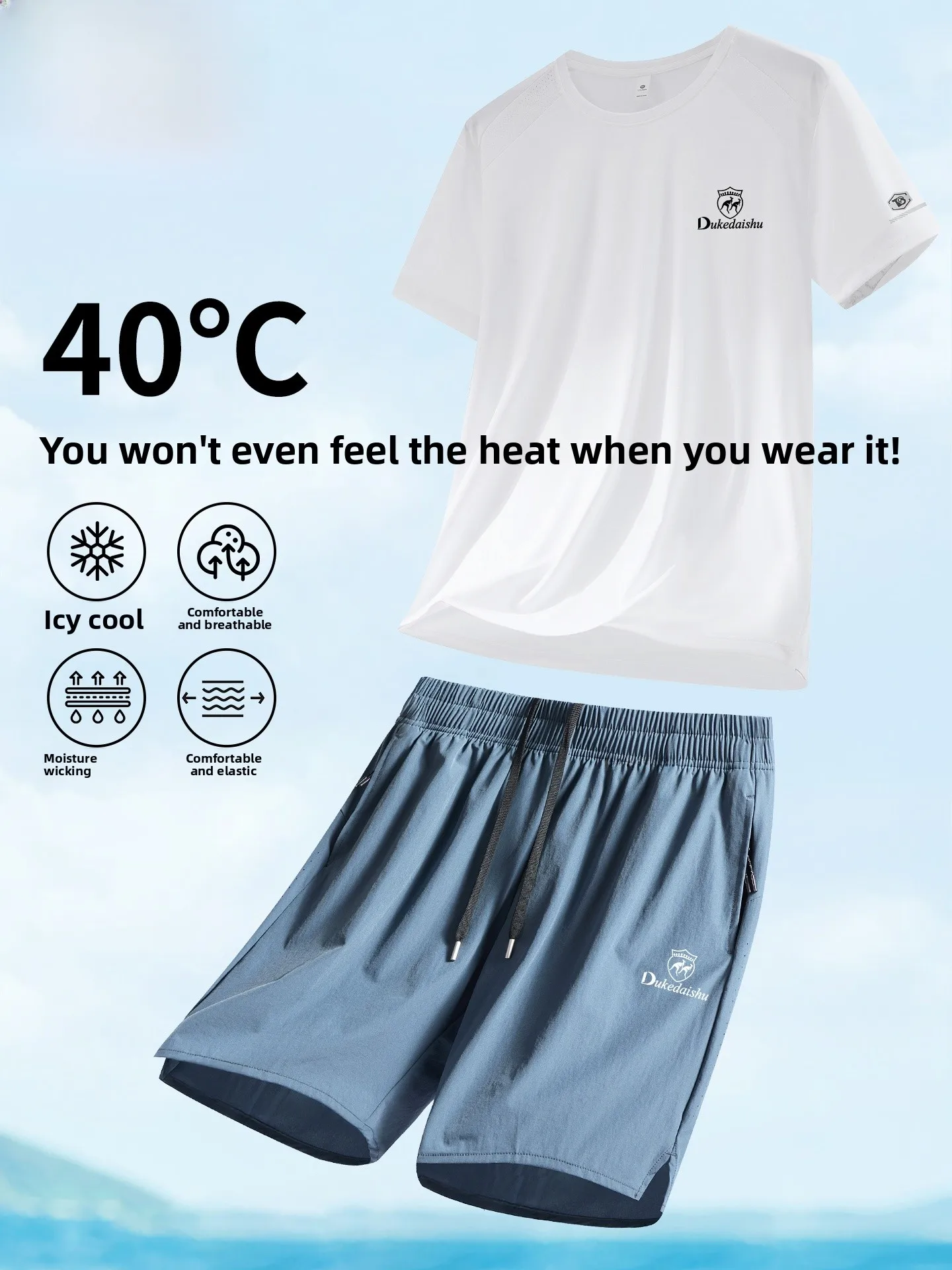 

Ice Silk Lightweight ort Sve Training Set for Men Summer Running Sportswear Two-Piece Gym Fitn Casual Ensemble