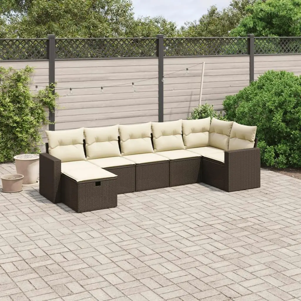 

Modular Brown Poly Rattan Steel Garden Sofa Set Large Outdoor Furniture for Patio and Balcony
