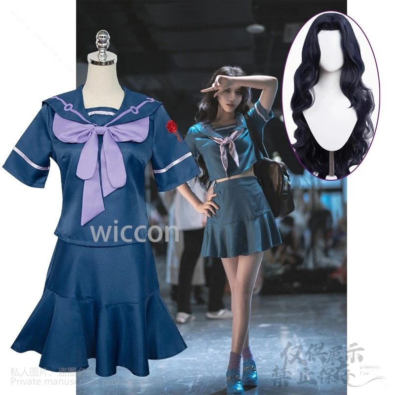 Anime JoJoo Izarre Adventuree Diamond Is Unbreakable Yamagishi Yukako Cosplay Costume Wig JK Uniform Shoes Woman Sailor Suit