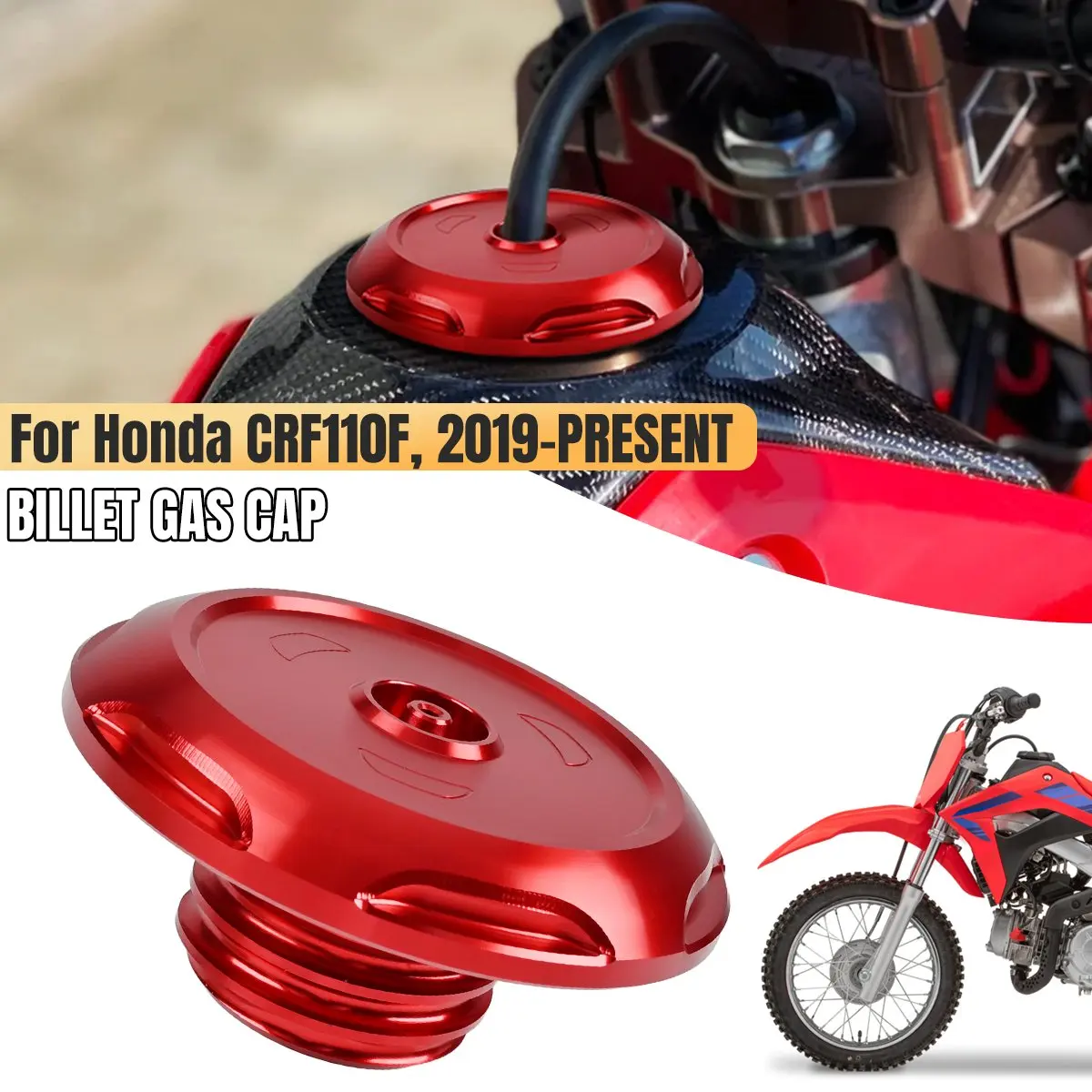 

Motorcycles Front Billet Tank Gas Cap Guard Cover Aluminum Alloy For Honda CRF110 CRF110F CRF125 2019 2020 2021 2022 2023 2024