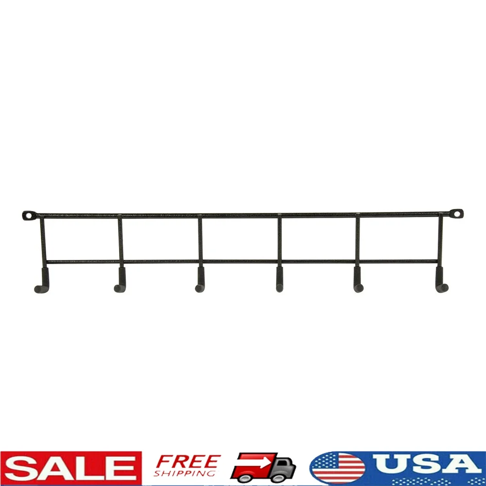 

Screw Mounted Steel Multi-Hook Rack with Six Soft G Hooks Organizing Lightweight Tools in Garage Easy Installation 20LB Capacity