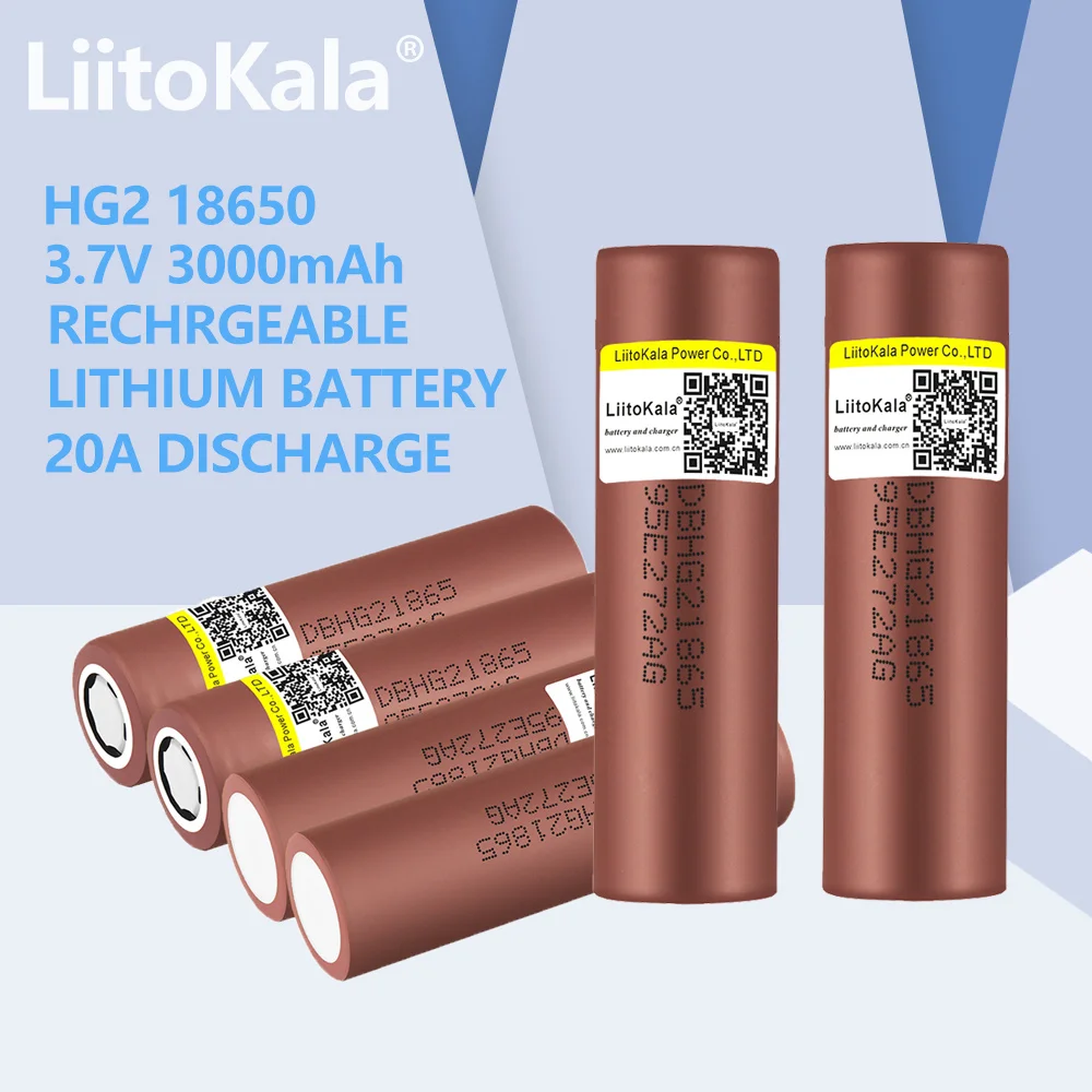 

6PCS LiitoKala HG2 18650 3000mah 3.7V High discharge 18650 Battery 30A Rechargeable High Drain Battery or Box Mod flashlight