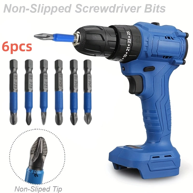 Magnetic Screwdriver Bits Set PH1 PH2 PH3 PZ1 PZ2 PZ3 Anti-slip 1/4 Hex Shank Fit Hand Electric Drill Driver Tool Part Accessory