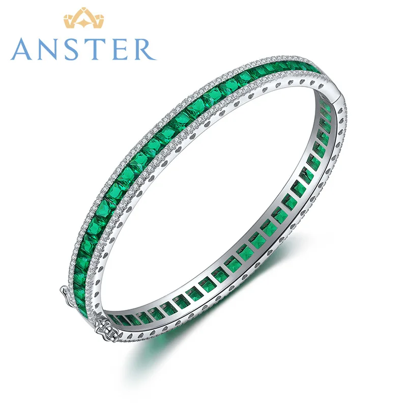 

925 Sterling Silver Synthetic Emerald Bracelet Jewelry