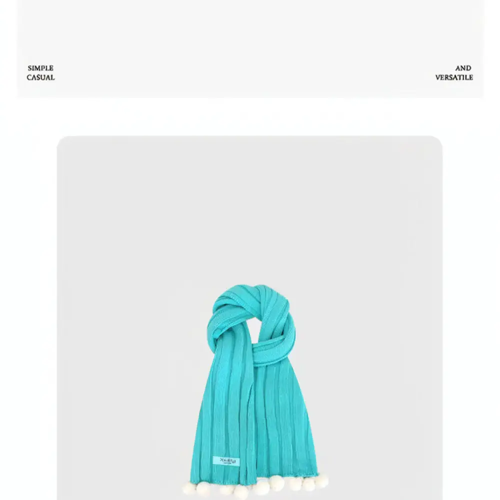 Icelandic Blue Knitted Scarf Women Winter Thickened Woolen Wrap Soft Warm Pashmina Elegant Chic Minimalist Fashion Neck Warmer