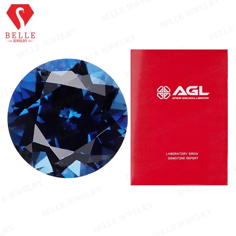 

Wholesale Brilliant Round Natural Lab Grown Sapphire Lab Sapphire VVS1 AGL Certificated Diamond Beads For Jewelry Making Charms