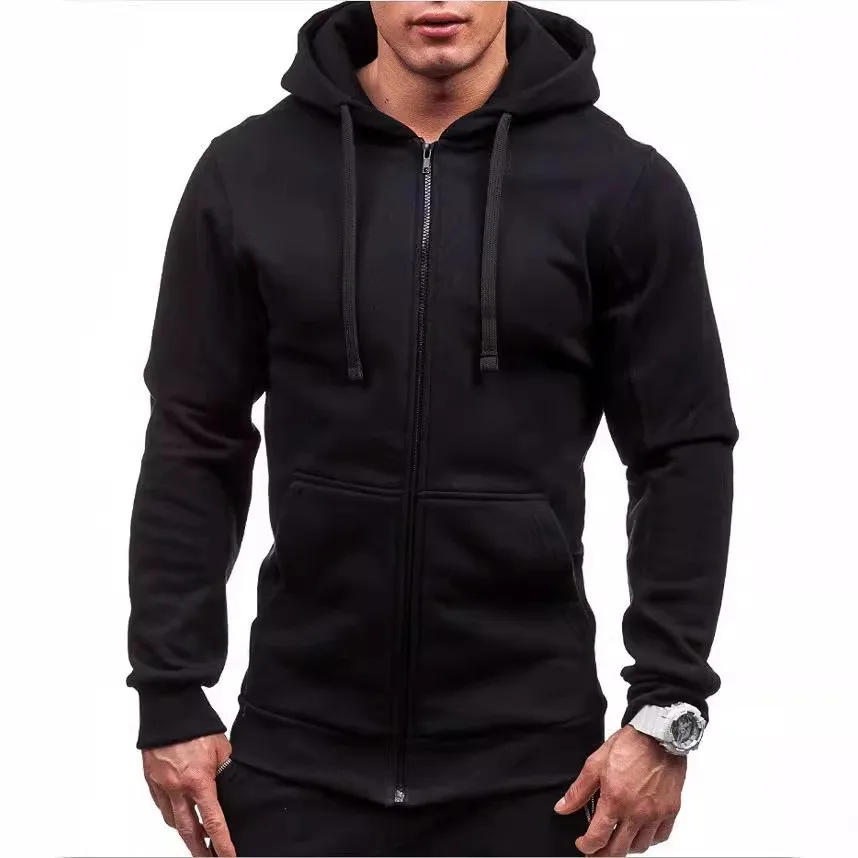 Casual Sweater Zipper Hooded Sweater Jacket Men's Solid Color Cardigan 2025 New Sports Sweater
