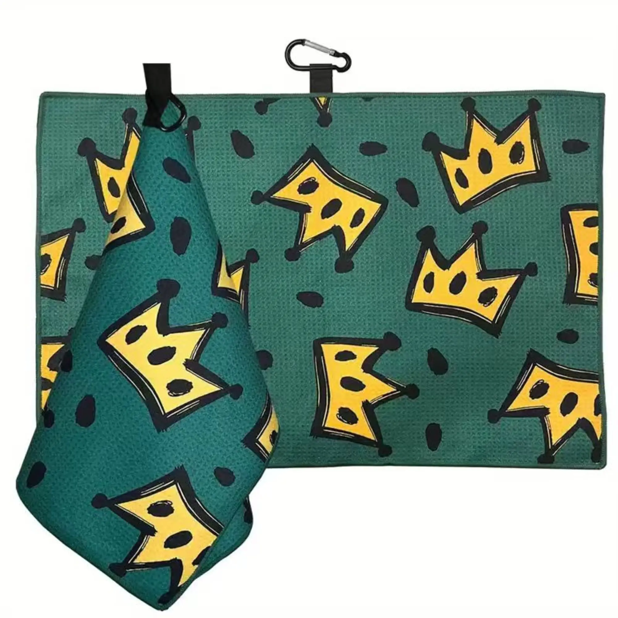 Stylish Printed Golf Towel  Large Size Quick Dry Super Absorbent Waffle Fabric Quick Clean Machine Washable Suitable Golf Bags