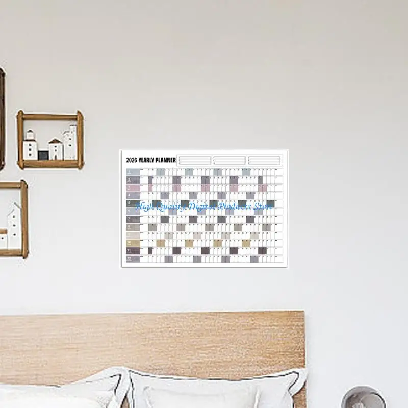 U2JE 2026 Lịch gắn trên tường Kế hoạch hàng năm cả năm để xem Lịch 74x52,5cm