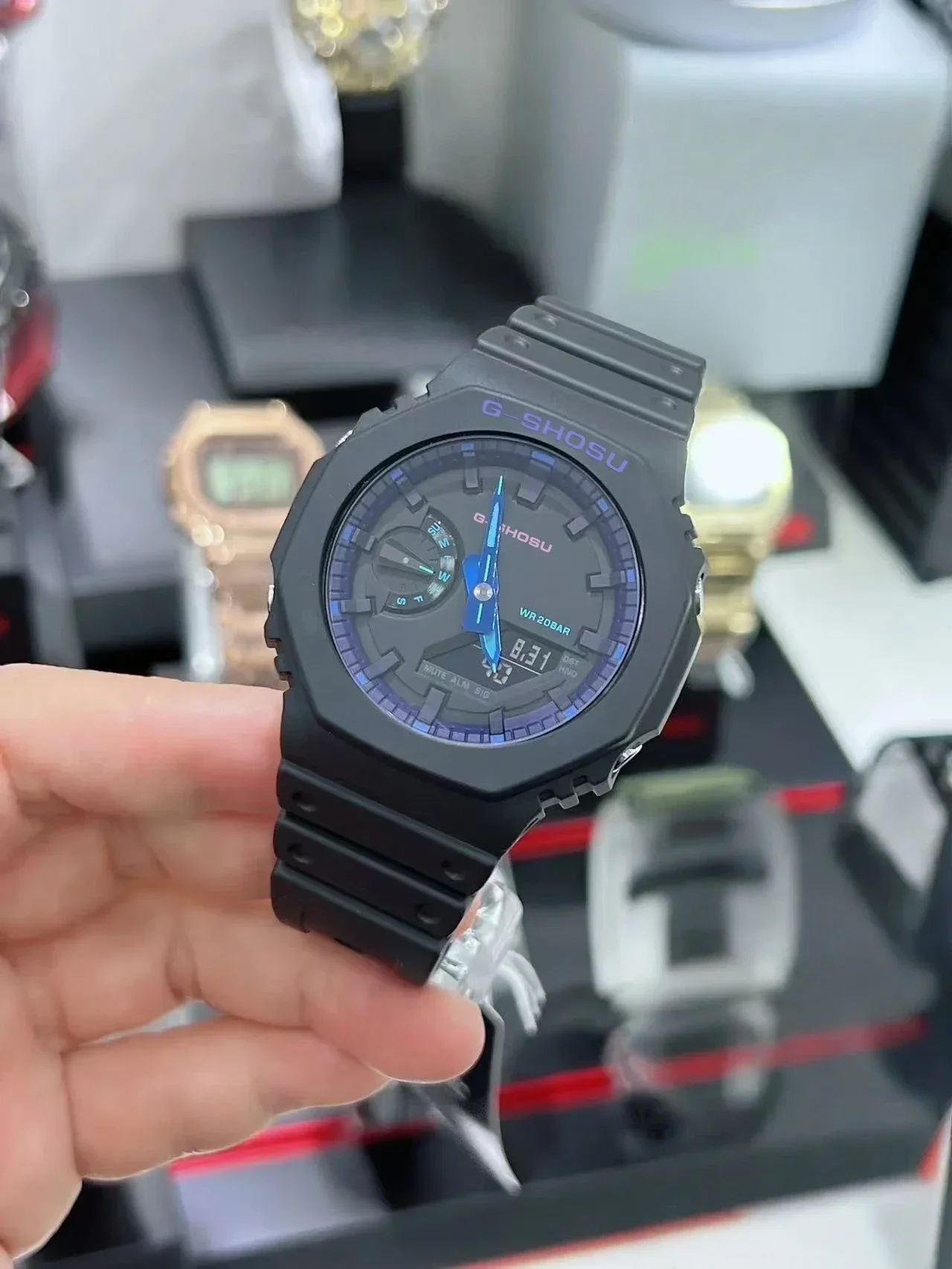 9898 Store Oak Collection وظيفة كاملة بالتوقيت العالمي وظيفة كاملة LED شاشة مزدوجة للجنسين ساعة رقمية مقاومة للماء قرص كبير #2