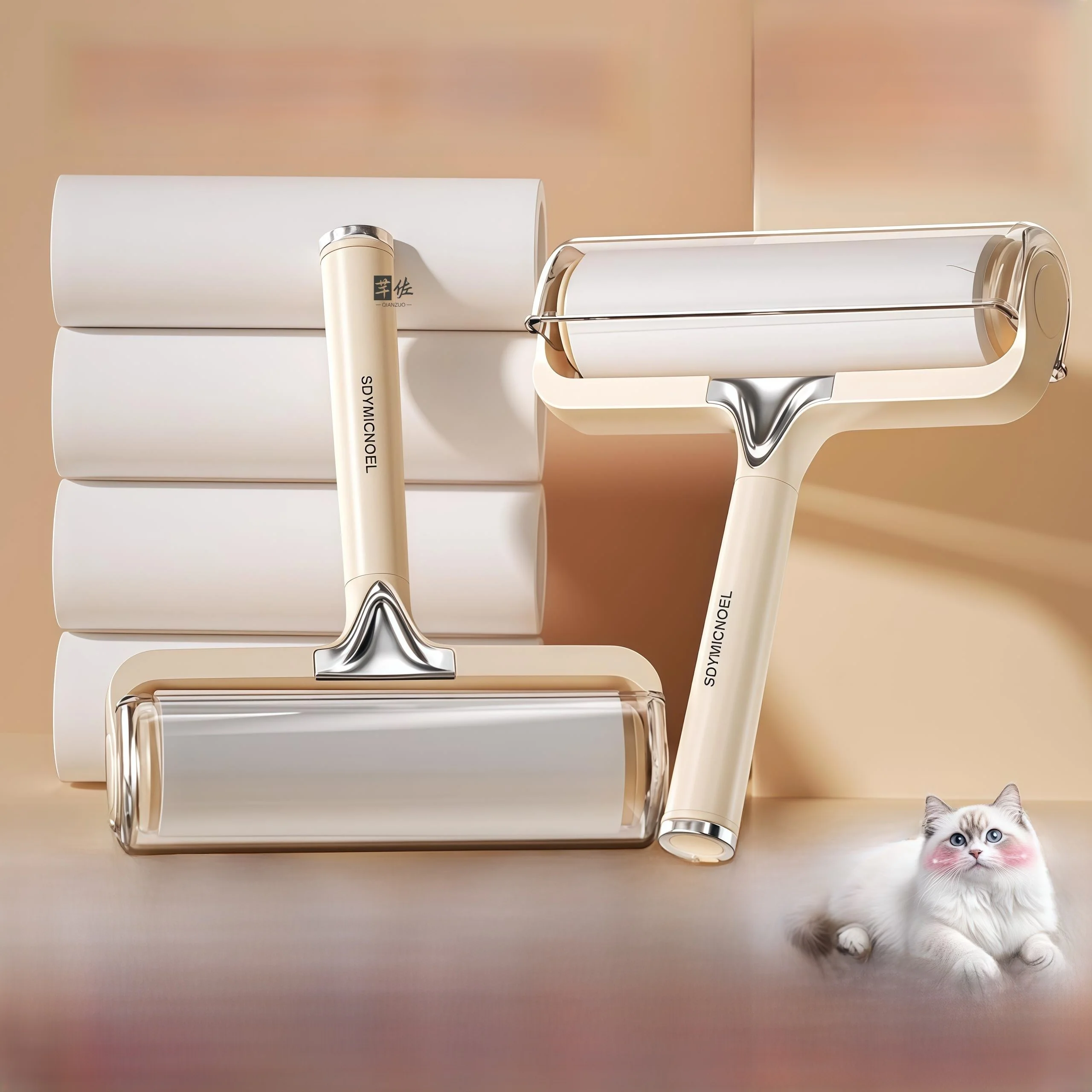 引き裂ける粘着ローラー-髪や猫の毛の除去用-家庭用衣類クリーニングツール-ペットの毛除去ブラシ-ヘアケア用品