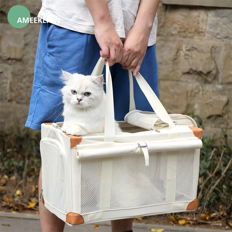 Cat Carrier Backpack Large Capacity Breathable Lightweight Travel Bag For Two Cats Crossbody Tote For Cat Owner Travel