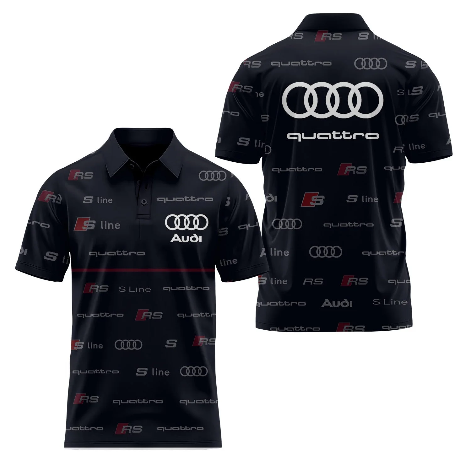 2026 High-Quality Short-Sleeved Polo Shirt 3D Printed Audi 4S Store Staff Fashionable Sport Collar T-Shirt Fast Dry