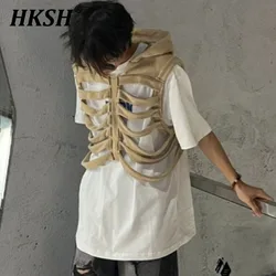 HKSH Skeleton Vest Men's Tide Spring New Niche Design Chic Punk Trendy Brand High Street Waistcoat Vintage Coat Fashion HK1203