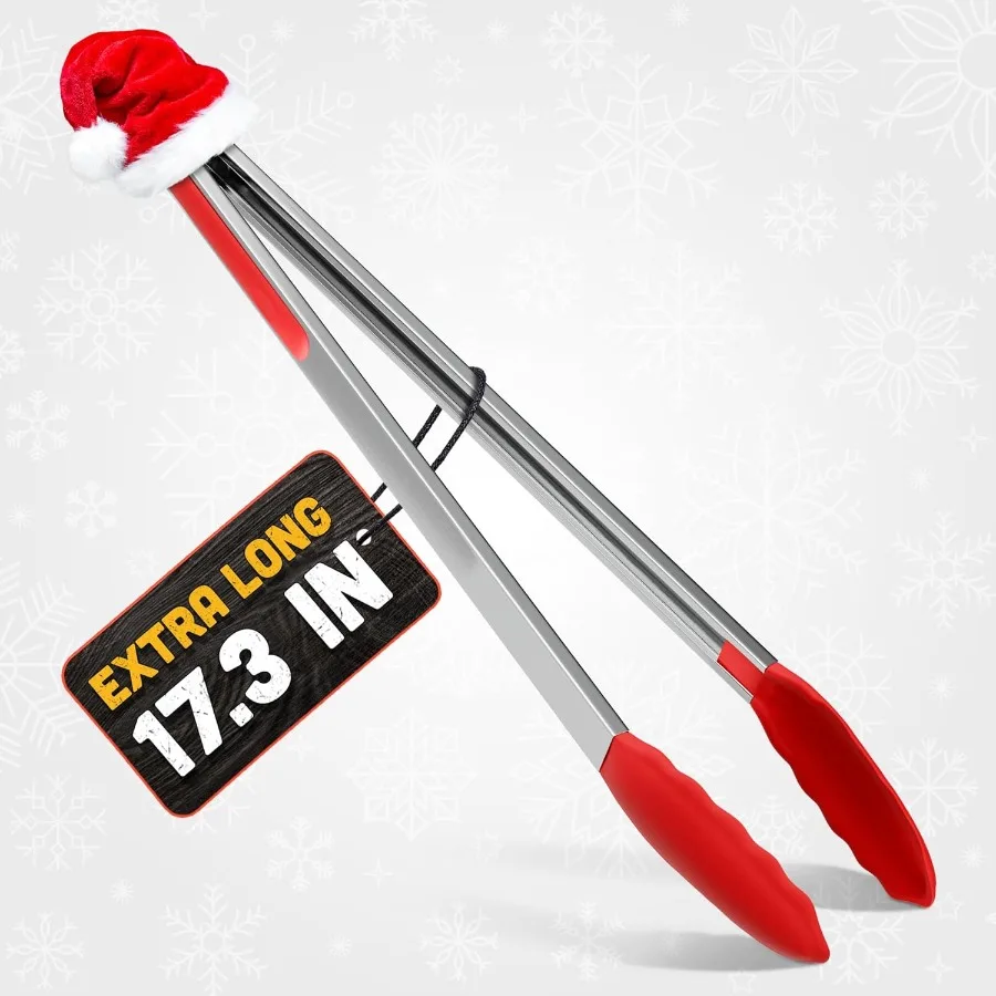 

Длинные щипцы для Cng — 17,3-дюймовые щипцы для салата с силиконовыми наконечниками и рамой из нержавеющей стали для смешивания салата и сервировки для безопасного грипа