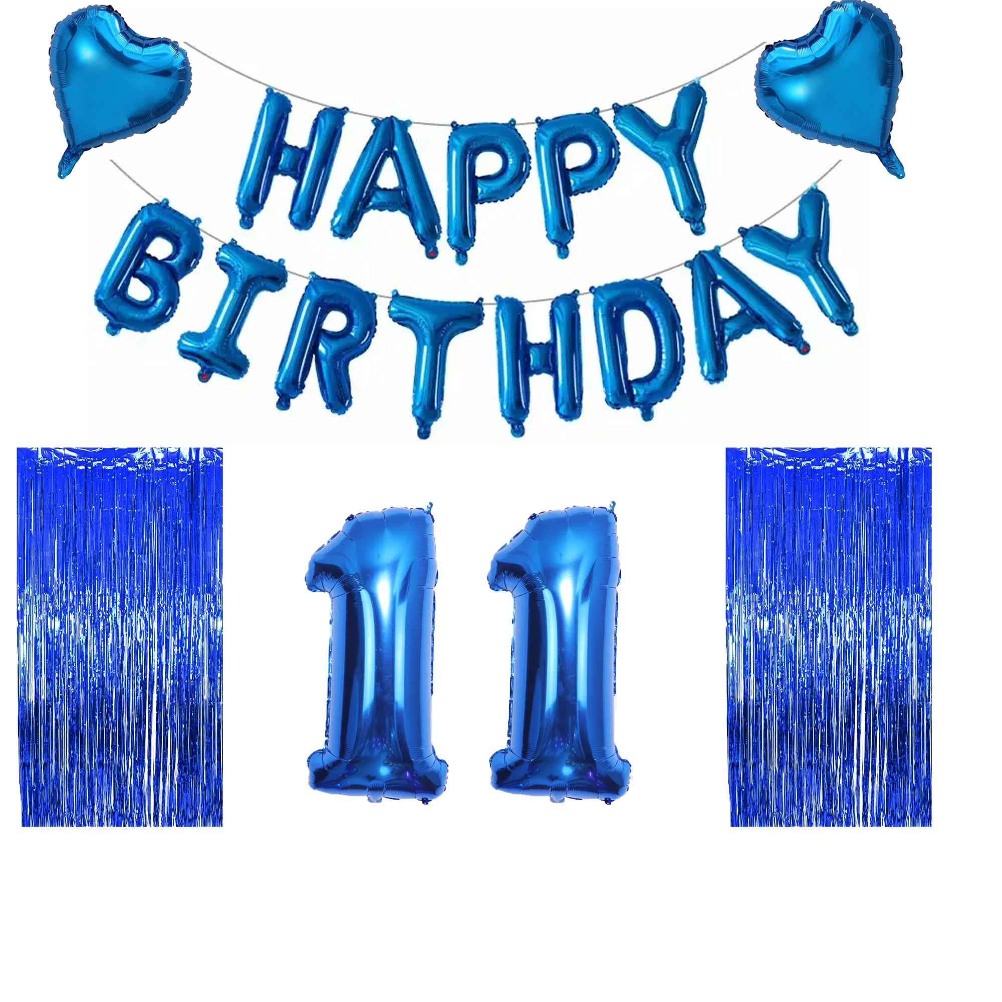 Blue Happy Birthday Number Foil Balloons Kids Adult Party Decorations Boy Girl 10 11 12 13 14 15 16 17 18 19 20 Year Old