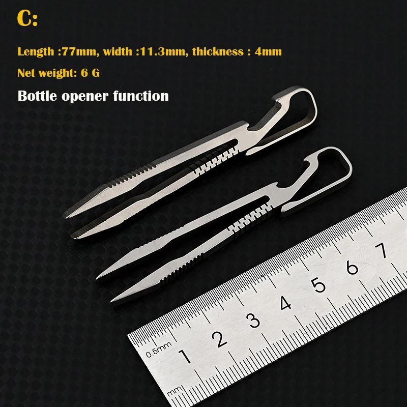 TC4 Titanium Alloy Tweezers Pick Up Clamping EDC Multipurpose Gadget Professional Outdoor Tool  Bottle Opener Crowbar