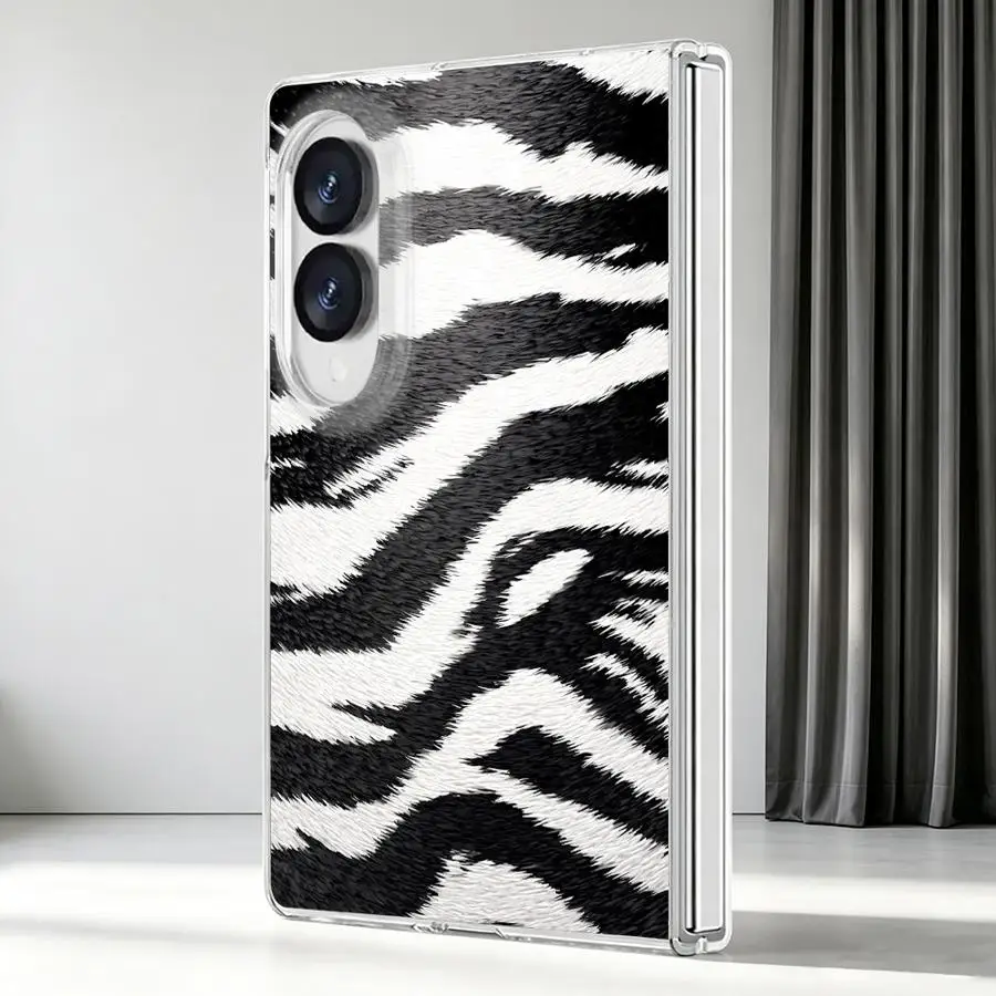 Zebra Stripe Case for Samsung Galaxy Z Fold 8 PC Hard Luxury ZFold8 ZFold 8 Transparent Phone Cover