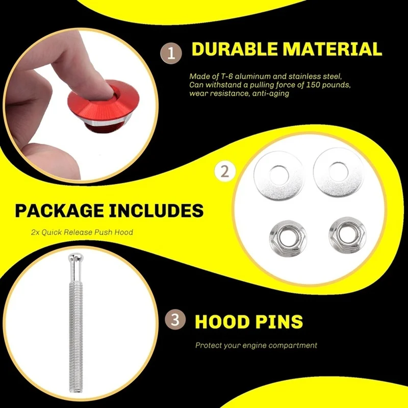 Super Sale 2 PCS Push Button Quick Release Hood Bonnet Pins Lock Clip Car Bumper Latch Kit Red