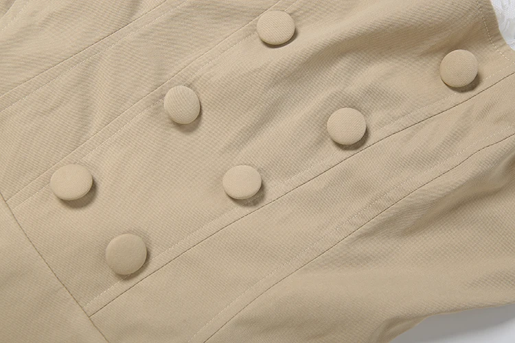 Weird Puss Modisches Sexy Kleid für Damen, Hottie, Knopfleiste, Spitze, Patchwork, Stretch, Rückenfrei, Tiefer Ausschnitt, Ärmellos, Trendiges Party-Club-Bodycon-Kleid – Detail 9