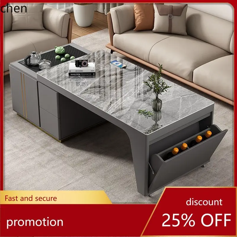 

HT Multifunctional Adjustable Coffee Table with Induction Cooker Dining Table Integrated Living Room Modern Kung Fu Tea Table