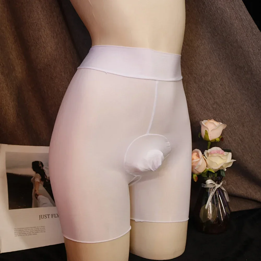 

Men Sissy Boxers Women Ultra-thin Sheer Shiny Trunks Elasticity Pantyhose Men Bugle Pouch Underwear Nylon Tights Underpants