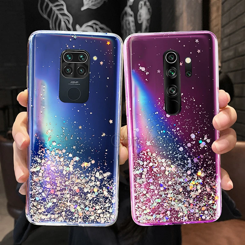 Bling Star Glitter Clear Case Redmi 9 9A 9T 9C 8A 7A Note 9S 8T 7 8 9 Pro Cover for Xiaomi Mi 9 Lite SE 9T 10 POCO X3 NFC M3