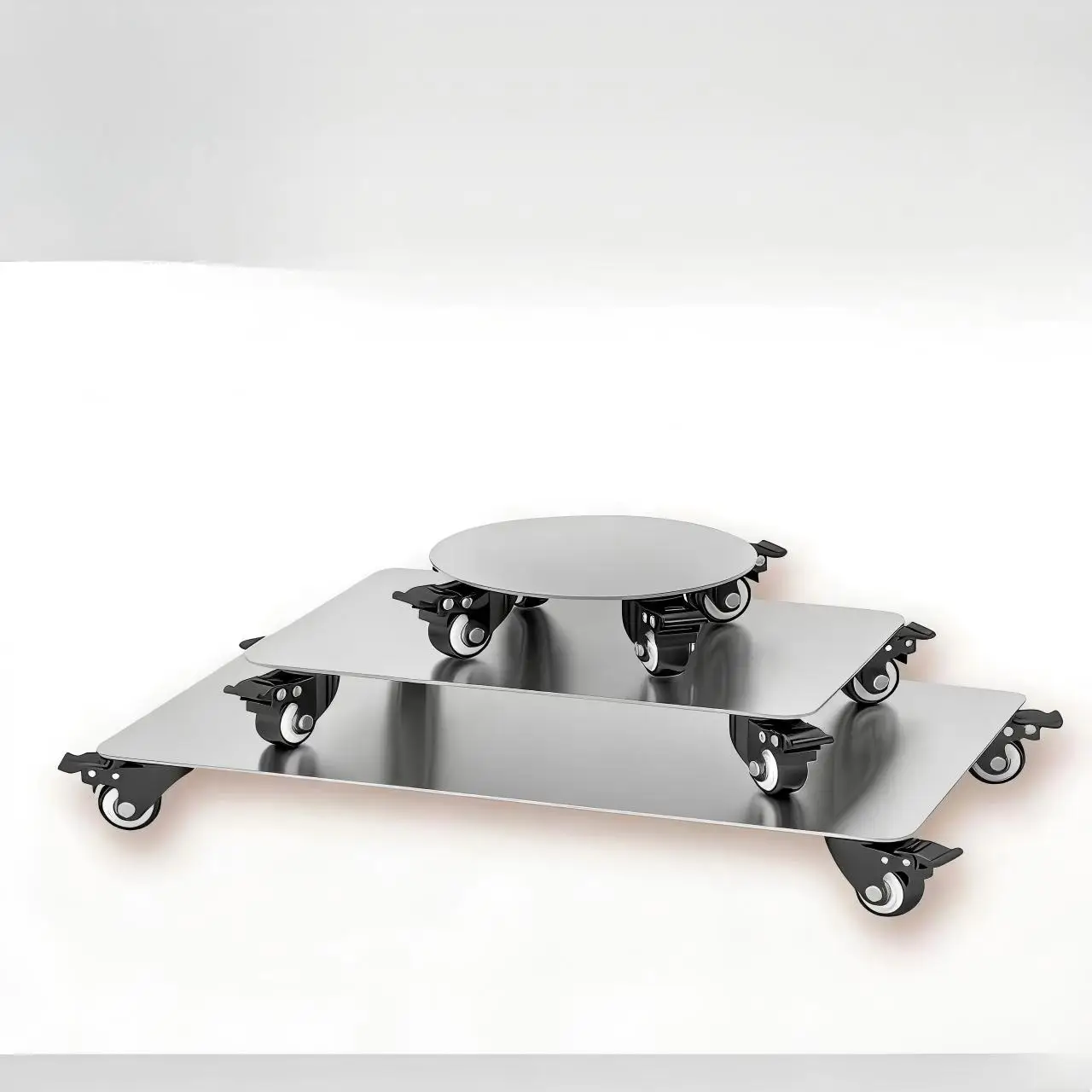 Heavy Duty Stainless Steel Plant Trolley - Lockable Wheels Movable Tray for Large Planters, Water Bottles & Appliances