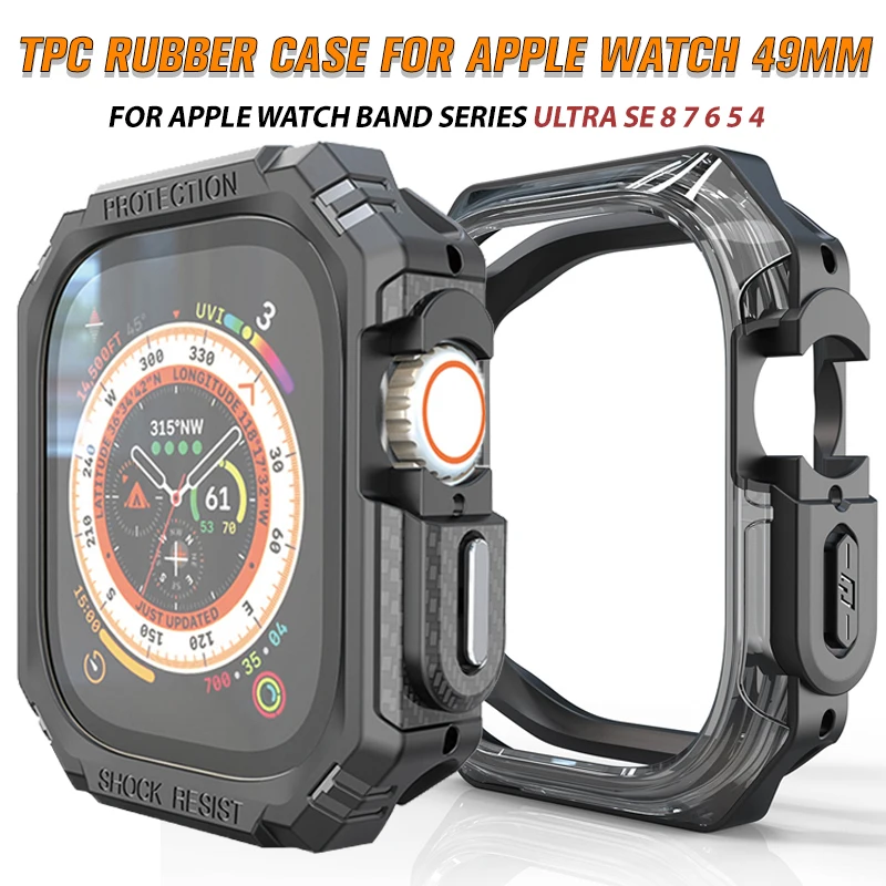 Silicone Case for Apple Watch Ultra 2 49MM Case 45MM Frame Protective Bumper Rubber iWatch Series 9 8 7 SE 44MM 40MM Accessories