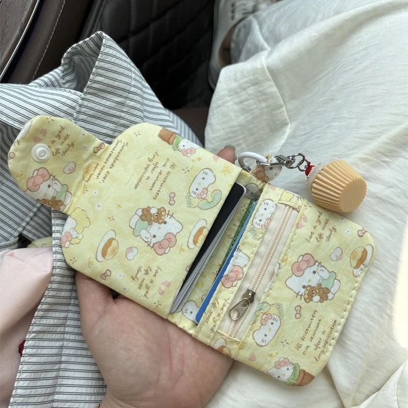 

Kawaii Anime Hello Kitty Multi Layer Zero Wallet Cute Sanrio Bank Card Id Card Multi Layer Storage Portable Bag Y2K Girls Gifts