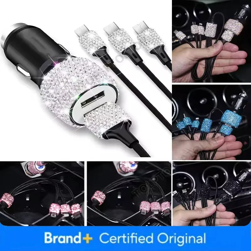 Dual-USB-Autoladegerät Bling Bling handgefertigte Strasssteine Kristalldekorationen zum schnellen Laden von Autodekorationen für iPhone Samsung Amagi