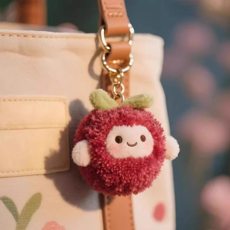 Kreativer Litchi-Schlüsselanhänger, süßer Schlüsselanhänger, modischer Früchte-Taschenanhänger, weicher, gefüllter Plüsch-Schlüsselanhänger für Kinderrucksäcke, Geldbörsen – Detail 6