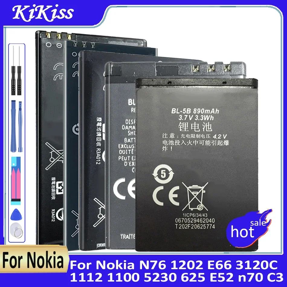 BL-4B BL-4C BL-4U BL-5B BL-5C BL-5CA BL-5J BP-4GWA BP-4L Battery For Nokia N76 1202 E66 3120C 3230 1112 1100 5230 625 E52 n70 C3